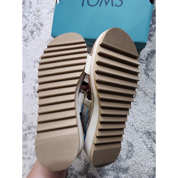 TOM'S Noelani Platform Wedge Sandals Women's Sz 8.5 Natural/Gold 10022418 Sparkl - Picture 5 of 8